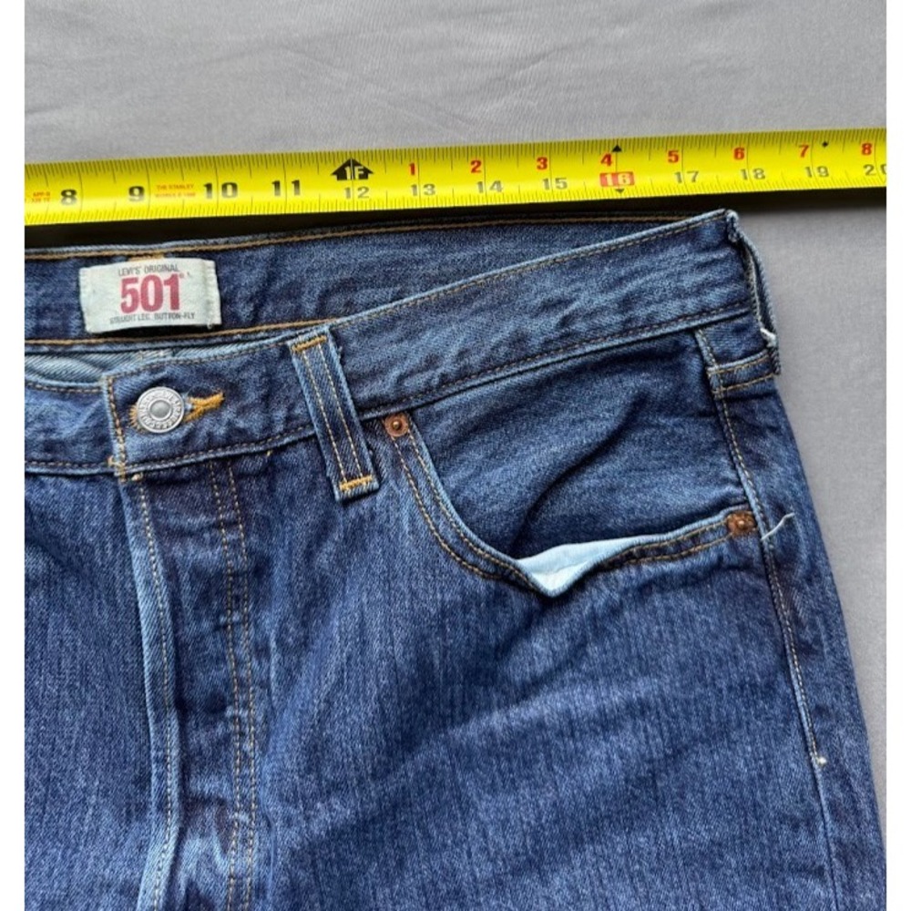 Levis 501 Jeans Men 36 X 30 Button Fly‎ Straight Blue Denim Made In Haiti - Picture 5 of 16